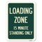 Signmission Loading Zone 15 Minutes Standing Heavy-Gauge Alum Rust Proof Parking Sign, 18" x 24", A-1824-24550 A-1824-24550 - alternate 1